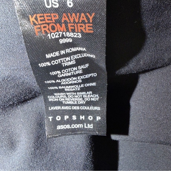 NEW Topshop Black Cotton V-neck Ruffle Midi Dress Size 6 - 23052 - Picture 12 of 13